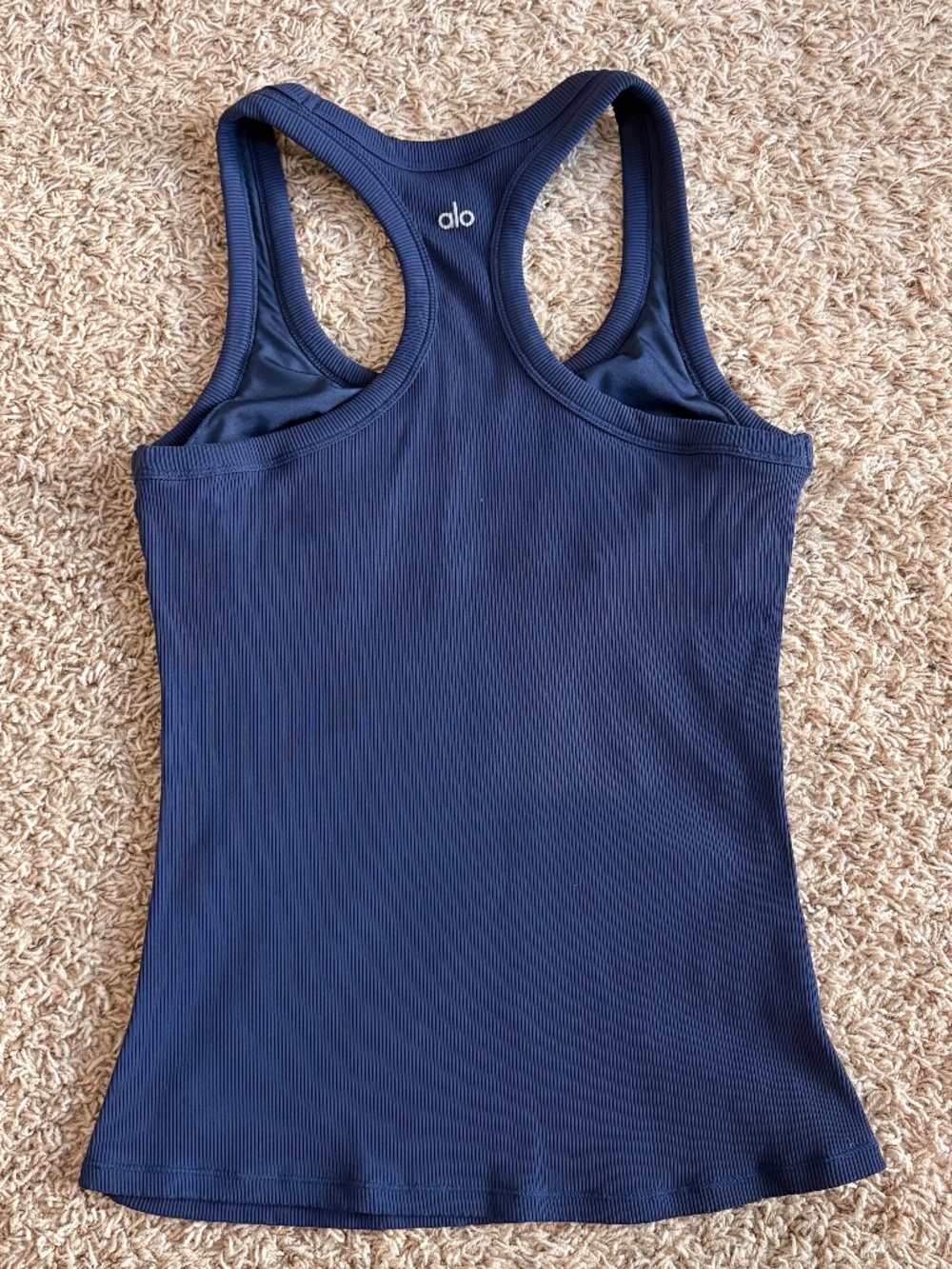 • Alo Yoga Ribbed Support Racerback Tank Top Navy Blue Size XS